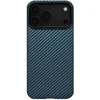 Image de PITAKA Ultra-Slim Case - Hoesje Geschikt voor Apple iPhone 17 Pro - Compatibel met MagSafe - 600D Aramidevezel Back Cover - Ultra Dun - Blauw Grijs