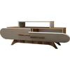 Image de TV Meubel - Stijlvol Gebroken Wit & Walnoot - Ruimtebesparend 145x49,8x36,8cm - Duurzaam Melamine