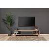 Image de TV Meubel - Antraciet & Eiken - 160x35x40cm - Melamine: Stijlvolle en Duurzame Mediaopslag