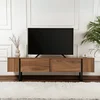 Image de Asir - TV-standaard - Walnoot, zwart - 100% met melamine gecoat spaanplaat - 38 x 188 x 13 cm