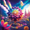 Image de Magnolia puzzel Sacred Geometry Flower - kleurrijke legpuzzel 1023 stukjes.