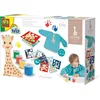 Image de SES Creative - Sophie la Girafe - Vingerverf Set met Kliederschort - 4 kleuren vingerverf - inclusief verfschort, papier en overlegvellen - glutenvrij - makkelijk uitwasbaar - vingerverf vanaf 1 jaar