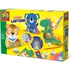 Image de SES - Licht lantaarns - zelf 3 lantaarns maken - met 3 LED kaarsjes, 5 gekleurde cellofaan sheets, lijm en penseel