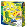 Image de SES - Stempelset dino - 11 Dinosaurus stempels van foam - met stempelkussen, kleurpotloden en tekenpapier - knutselen jongens - Dinosaurus Speelgoed