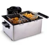 Image de alpina Frituurpan 5 Liter - Dubbele Friteuse met 3 Frituurmanden - Frituur met Instelbare Temperatuur tot 190 °C - Frietpan 2000W - met Kijkvenster - RVS