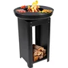 Image de BBQ Collection 3-in-1 Vuurkorf en Grillplaat - Tuinhaard 61 x 90 cm - met Teppanyaki Bakplaat - Plancha BBQ met Brandhout Opslagplaats - Vuurkorf voor Buiten - Metaal