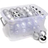 Image de Christmas Gifts Kerstballen Set Zilver 70 Kunststof Kerstballen Met Kerstballen Opbergbox Zilveren Kerstversiering Verschillende Maten Ø4/5/6 CM Afgewerkt in Mat/Glanzend/Glinsterend