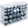 Image de Christmas Gifts Kerstballen Set Zilver - 100 Kunststof Kerstballen - Verschillende Afwerkingen - Ø 3/4/6 cm