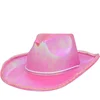 Image de Boland - LED hoed cowboy Pearl roze Roze - 58 - Volwassenen - Unisex - Festival - met LED lampjes