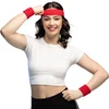 Image de Boland - Set 3 zweetbandjes rood Rood - Één maat - Volwassenen - Unisex - 80's & 90's - Disco- Sport