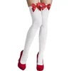 Image de Boland - Paar kousen Bow wit/rood Wit - Volwassenen - Vrouwen - Burlesque - Sexy - Black and White- Verpleegster - Bierfest