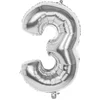 Image de Boland - Folieballon '3' zilver (86 cm) 3 - Zilver - Cijfer ballon