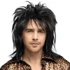 Image de Boland - Pruik Hardrocker Zwart - Laagjes - Halflang - Mannen - Rocker - 90's - Old School - Punk - Retro - Aso - Carnaval - Themafeest - Foute Party