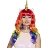 Image de Pruik - Eenhoorn met Oren en Hoorn - Langharig Golvend met Pony - Regenboog