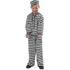 Image de Carnaval verkleedkleding Gestreept boevenpak - zwart/wit - 2-delig - kinderen - Boef/crimineel/gevangene 140