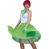 Image de Verkleedpak rok en sjaal groen (met rode stippen) Rock 'N Roll Skirt Neon Green Onesize