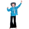 Image de Kostuum | Disco Hemd Blauw | Jongens en meisjes| Maat 116 | Verkleedkleding