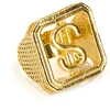 Image de Carnaval/verkleed spullen/sieraden - Gouden dollar ring verstelbaar - Gangster/Pimp accessoires