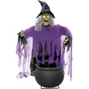 Image de Halloweendecoratie Staand: Heks met Ketel, licht, geluid & beweging (140cm)