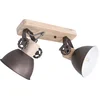 Image de Plafondlamp Gearwood 7969A Antraciet E27 fitting - Draaibaar en kantelbaar - Hout en metaal - 15 cm diameter, 19 cm hoogte - Mexlite