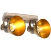 Image de Plafondlamp Gearwood 7969BR Brons E27 fitting - Hout & Metaal, Draaibaar en Kantelbaar, 15 cm Diameter, 19 cm Hoog, Landelijke Stijl, Mexlite
