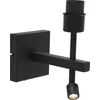 Image de Zwarte wandlamp Stang 3702ZW met leeslamp en naturel gras kap van Steinhauer, gemaakt van metaal, draaibaar en kantelbaar, perfect voor binnengebruik