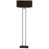 Image de Vloerlampen Zwart Metaal/Textiel 50 cm Steinhauer Stang 3962ZW met E27 fitting en zwarte linnen kap met gouden binnenkant