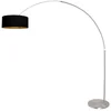 Image de Vloerlamp staal / textiel trendy 230cm hoogte Sparkled Light 3963ST Steinhauer met zwarte kap en goudkleurige binnenkant