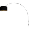 Image de Wandlampen Staalkleurig Metaal & Textiel 145cm Sparkled Light 3966ST Steinhauer met zwart gouden linnen ton kap, draaibaar, kantelbaar en uitschuifbaar