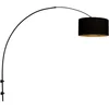 Image de Zwarte boog wandlamp Sparkled Light 3967ZW met zwart goud linnen kap   Metaal en textiel, hoogte 145 cm, diameter kap 40 cm   Steinhauer
