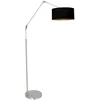 Image de Vloerlamp Prestige Chic 3975ST - Staalkleurig met zwart linnen kap, met voetschakelaar, hoogte verstelbaar, metaal en textiel, Steinhauer