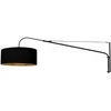Image de Zwarte Wandlamp Met Zwart Linnen Kap 50cm - Steinhauer Elegant Classy 3958ZW - Draaibaar, Kantelbaar en Uitschuifbaar, Metaal en Textiel, Trendy Binnengebruik