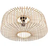 Image de Plafonnieres Naturelkleurige plafondlamp Breeza-Beache 4144ZW met bamboe kap Ø 60cm en zwarte metalen basis - Steinhauer