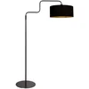 Image de Zwarte vloerlamp Bloeba 4161ZW van Steinhauer, verstelbaar van 150 tot 165 cm, metalen en textiele kap, trendy binnenverlichting met zwenkarm en vloerschakelaar