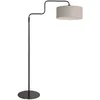 Image de Zwarte Vloerlamp Bloeba 4163ZW van Steinhauer - Verstelbaar van 150-165 cm, Draaibaar en Uitschuifbaar, Metaal en Textiel, Grijze Grof Linnen Kap Ø40cm
