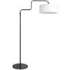 Image de Zwarte Vloerlamp Bloeba 4164ZW van Steinhauer - Verstelbare Hoogte 150-165 cm, Draaibaar en Uitschuifbaar, Metaal en Textiel, Met Witte Grof Linnen Kap Ø40 cm