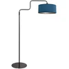 Image de Zwarte Vloerlamp Bloeba 4169ZW van Steinhauer met verstelbare hoogte (150-165 cm) en uitrekbare zwenkarm tot 66 cm, metalen basis met blauwe velours kap Ø40cm, trendy design voor binnen.