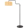 Image de Zwarte Vloerlamp Bloeba 4171ZW van Steinhauer - Draaibaar, Uitschuifbaar, Metaal met Seagrass Kap Ø40cm, Verstelbaar van 150 tot 165 cm voor Binnengebruik