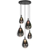 Image de Glimsy 4198ZW Hanglamp 5 lichts Zwart in hoogte verstelbaar, van glas en metaal, trendy design van Steinhauer