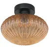 Image de Plafonnieres Aurelio 4236ZW - Amberkleurig ufo ribbelglas, zwart metaal - Mexlite - Trendy plafondlamp voor binnen, geschikt voor E27 lampen