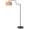 Image de Vloerlamp Steinhauer Bloeba 4347ZW met kurken kap Ø40 cm, verstelbare hoogte 150-165 cm, zwart metaal, eigentijds design voor binnengebruik