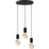 Image de Calex Retro Plafondlamp - 3x E27 - Hanglamp Industrieel - Ø40cm Pendellamp Rond - Zwart
