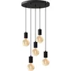 Image de Calex Retro Plafondlamp - 5x E27 - Hanglamp Industrieel - Ø50cm Pendellamp Rond - Zwart