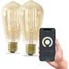 Image de Calex Slimme Lamp - Set van 2 stuks - Wifi LED Filament Verlichting - E27 - Rustiek Smart Bulb Goud - Dimbaar - Warm Wit licht - 7W
