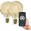 Image de Calex Slimme Lamp - Set van 2 stuks - Wifi LED Filament Verlichting - Globe 9,5cm - E27 - Smart Bulb Goud - Dimbaar - Warm Wit licht - 7W