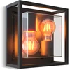 Image de Calex LED Wandlamp Bologna - 2x E27   IP44 Spatwaterdicht - Zwart   Aluminium   Industrieel   Modern