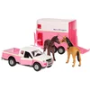 Image de Kids Globe Die-cast Auto met Paardentrailer Roze, 1:32