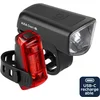 Image de AXA Dwn 30 USB fietsverlichting set   USB oplaadbare koplamp en achterlicht   30 lux   Vervangbare batterij   Fietsverlichting voor dagelijks gebruik