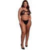 Image de Keyhole Mesh Bra with Double Back Straps and Adjustable Sliders - Plus Size - Black