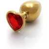 Image de Shots - Ouch! OU807GLD - Heart Gem Butt Plug - Large - Gold / Ruby Red